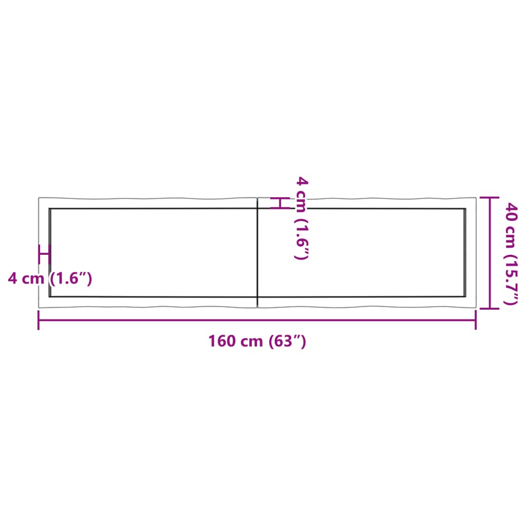 vidaXL kezeletlen tömör fa asztallap 160x40x(2-4) cm