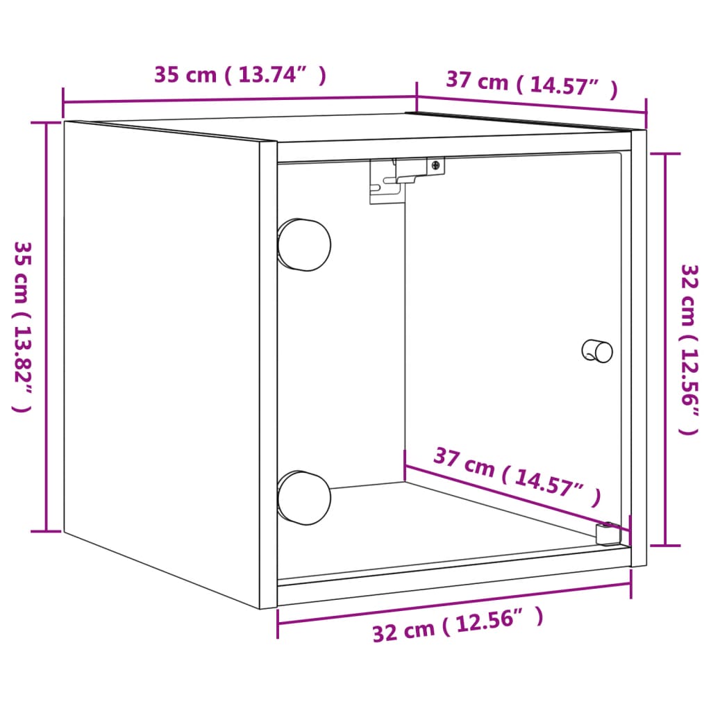 vidaXL 2 db sonoma tölgy színű éjjeliszekrény üvegajtókkal 35x37x35 cm