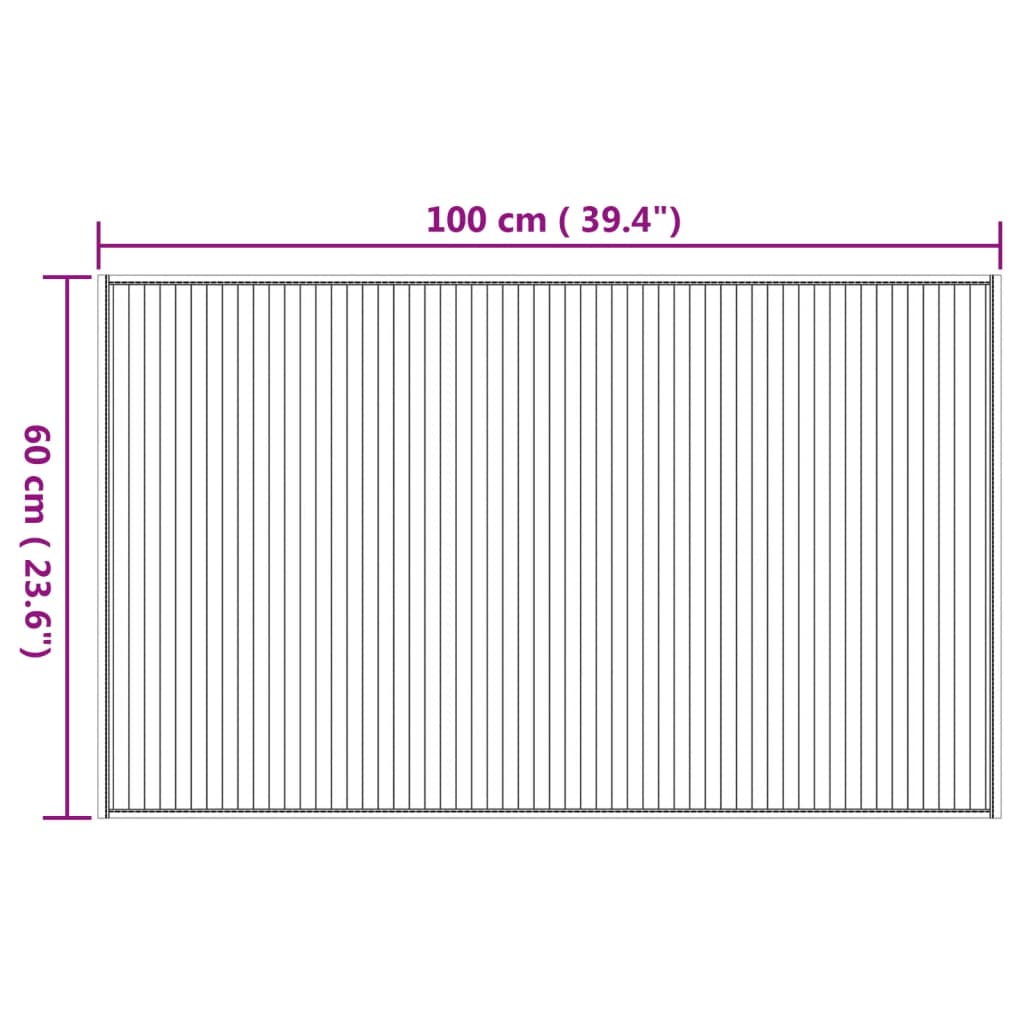 vidaXL négyszögletű természetes bambusz szőnyeg 60 x 100 cm