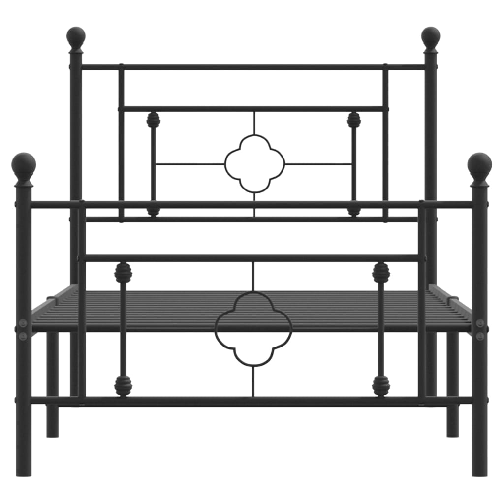 vidaXL fekete fém ágykeret fej- és lábtámlával 90 x 200 cm