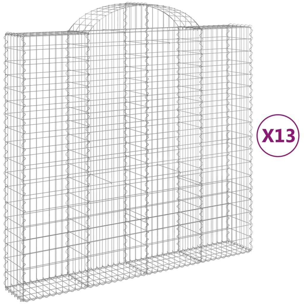 vidaXL 13 db íves horganyzott vas gabion kosár 200x50x180/200 cm