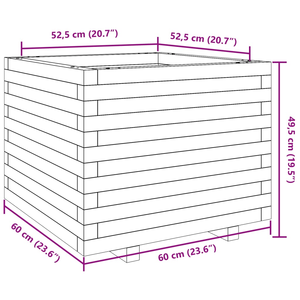 vidaXL impregnált fenyőfa kerti virágláda 60 x 60 x 49,5 cm