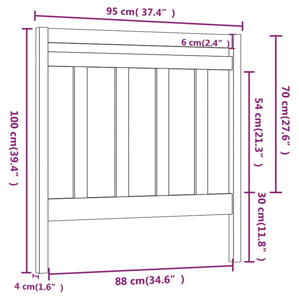 vidaXL fehér tömör fenyőfa ágy fejtámla 95 x 4 x 100 cm