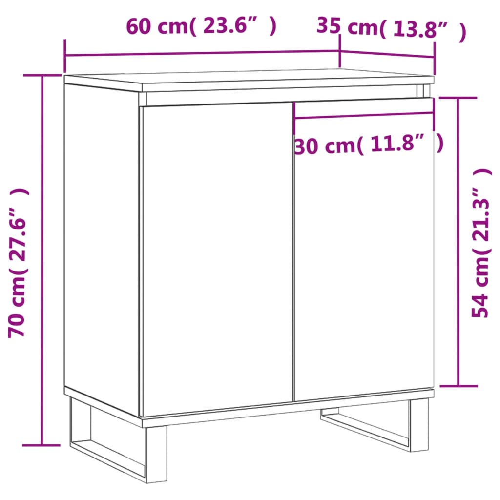 vidaXL betonszürke szerelt fa tálalószekrény 60 x 35 x 70 cm