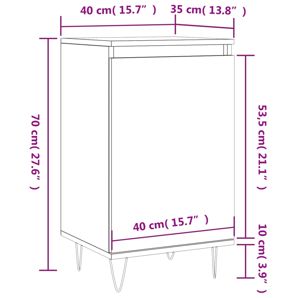 vidaXL barna tölgyszínű szerelt fa tálalószekrény 40 x 35 x 70 cm