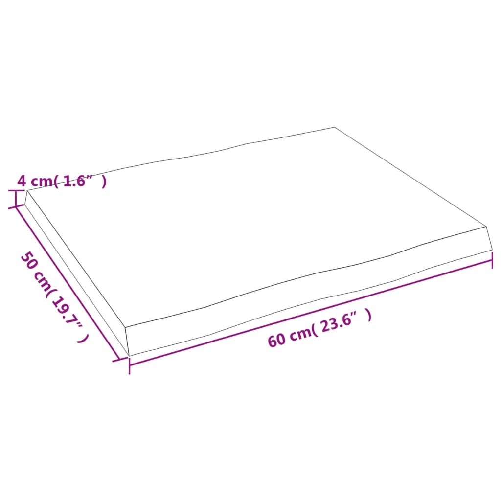 vidaXL sötétbarna kezelt tömör asztallap 60x50x(2-4) cm