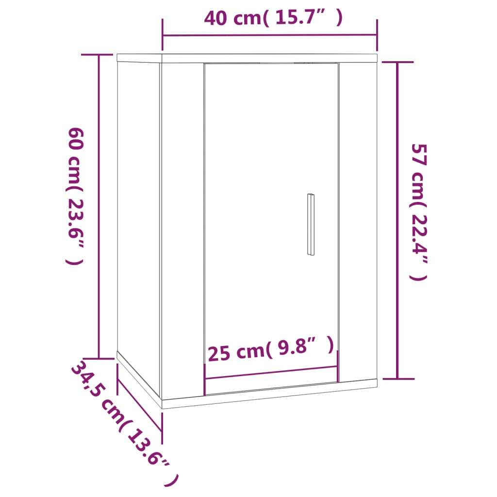 vidaXL 2 db sonoma tölgy fali TV-szekrény 40x34,5x60 cm