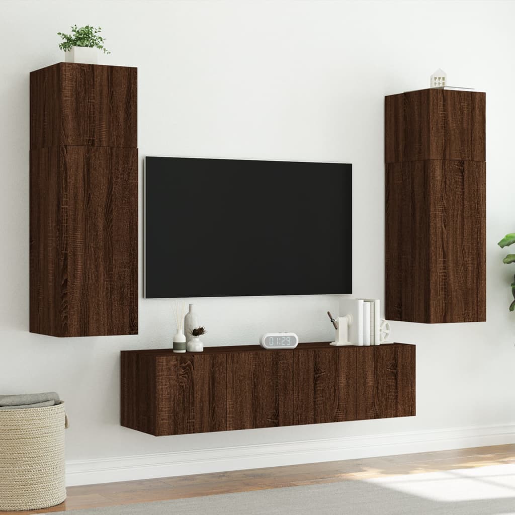 vidaXL barna tölgyszínű fali TV-szekrény LED-del 60x35x31 cm