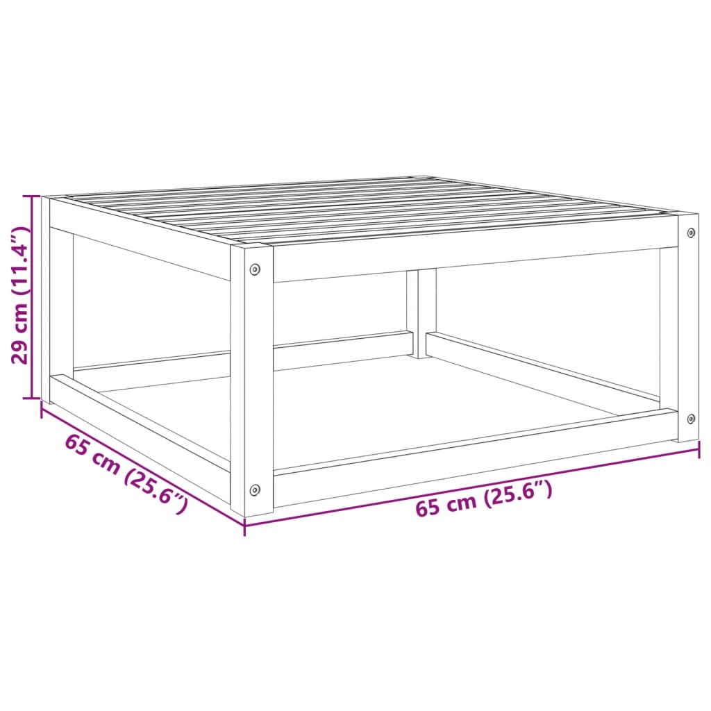 vidaXL tömör akácfa kerti asztal 65 x 65 x 29 cm