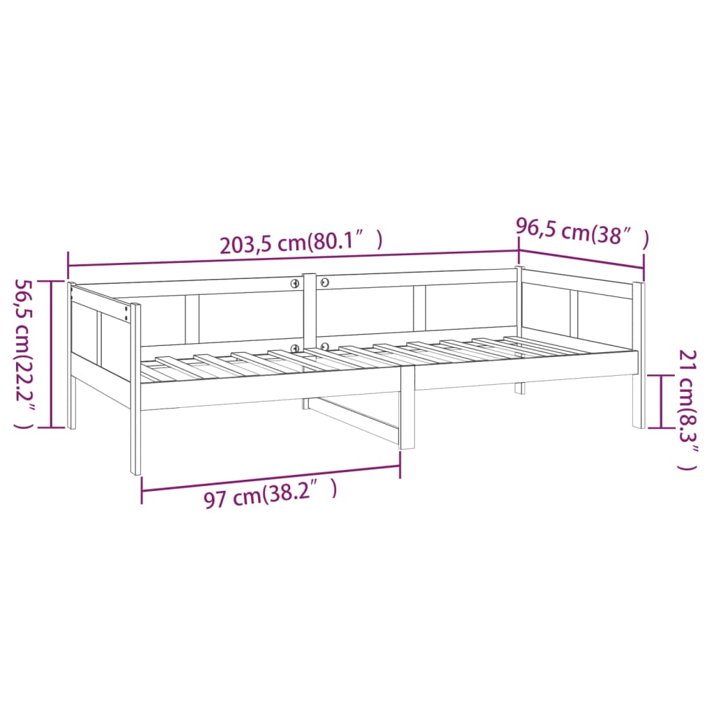 vidaXL szürke tömör fenyőfa kanapéágy 90x200 cm