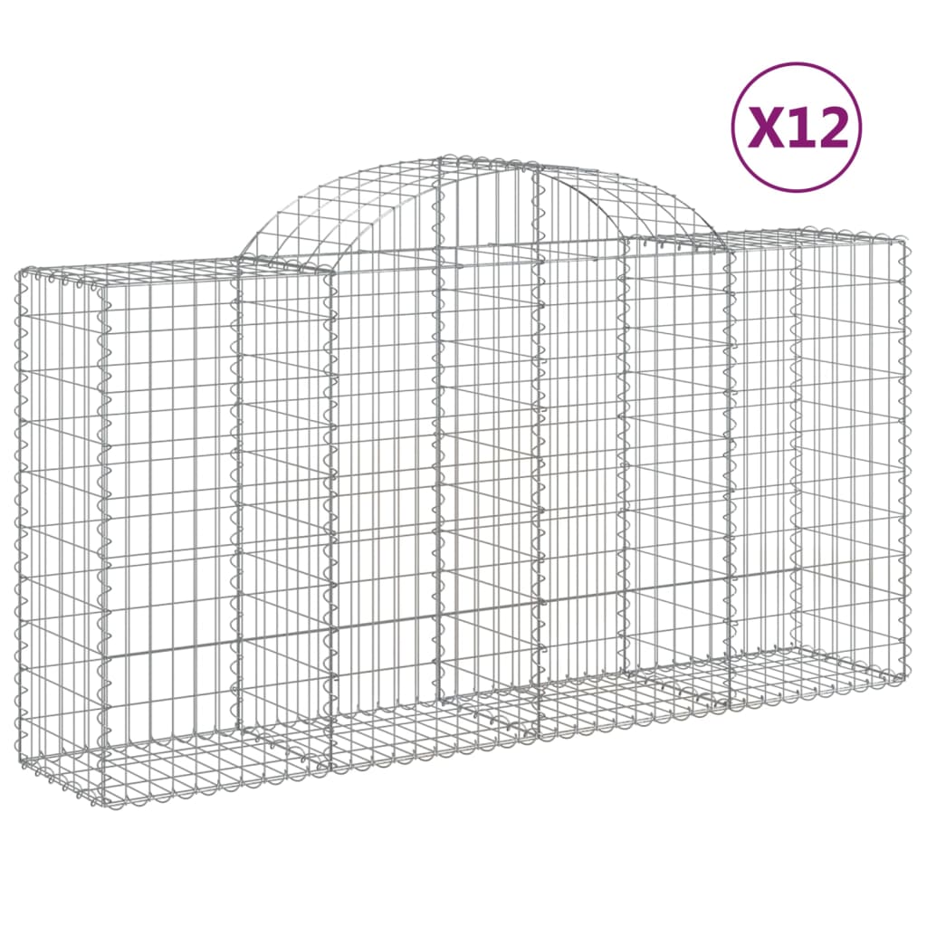 vidaXL 12 db íves horganyzott vas gabion kosár 200x50x100/120 cm