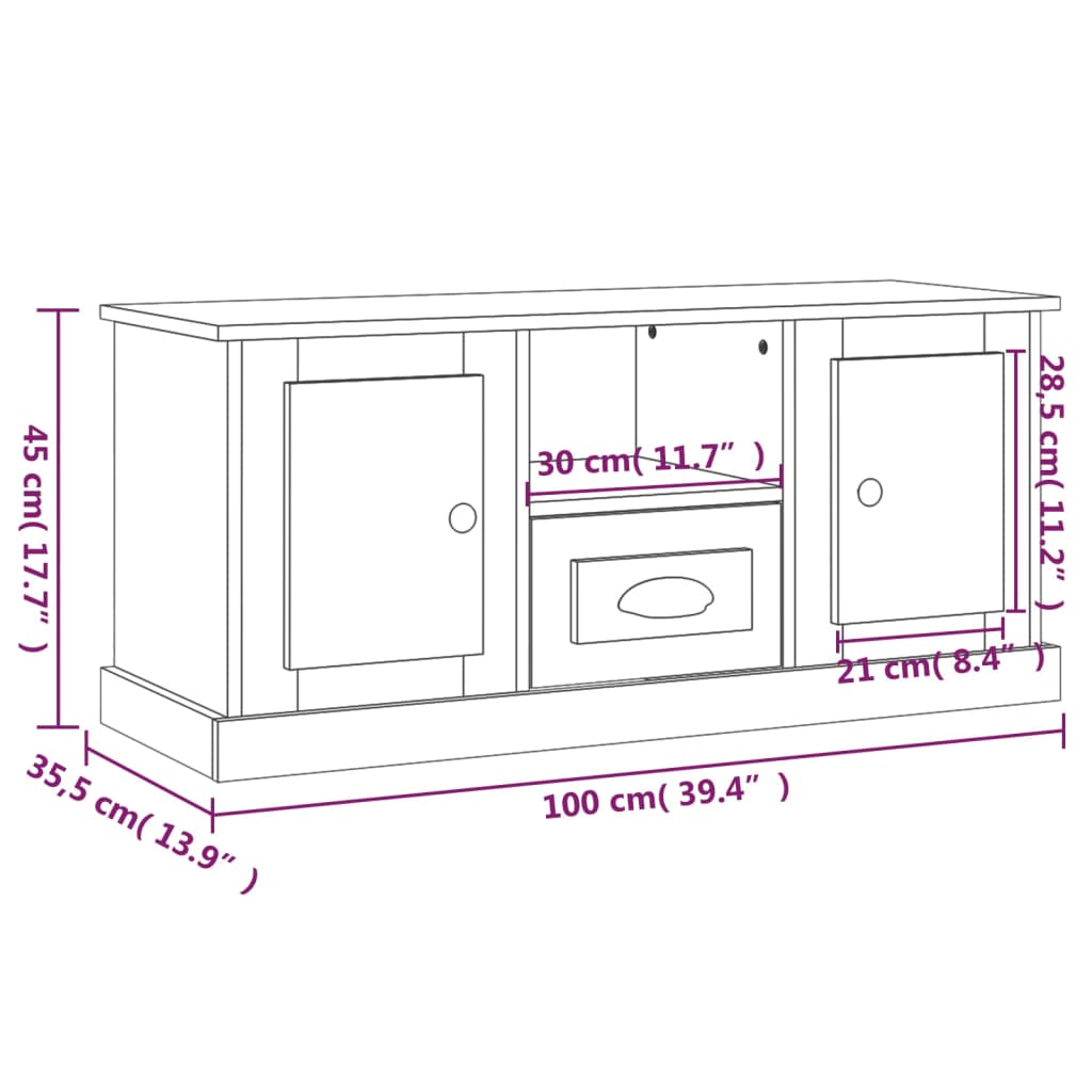 vidaXL szürke sonoma színű szerelt fa TV-szekrény 100x35,5x45 cm