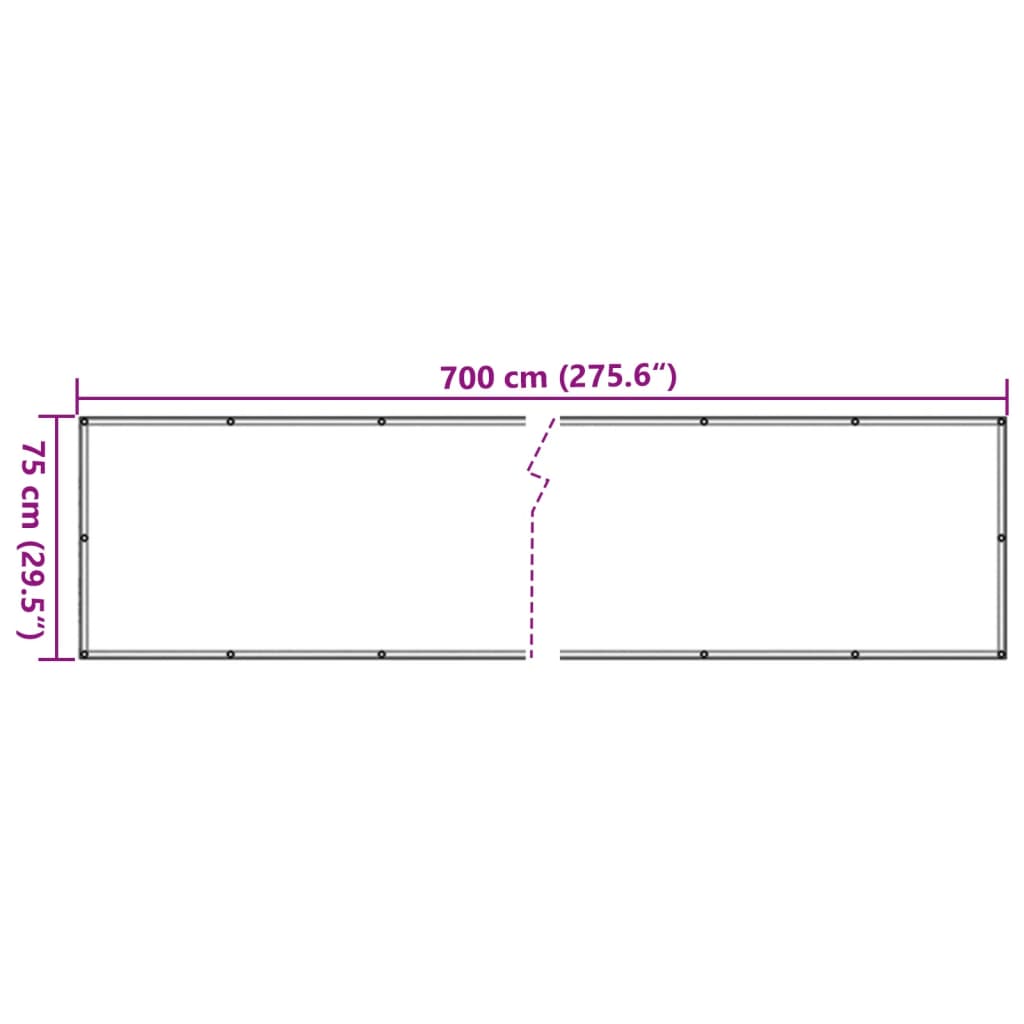 vidaXL szürke PVC belátás elleni erkélyparaván 700x75 cm