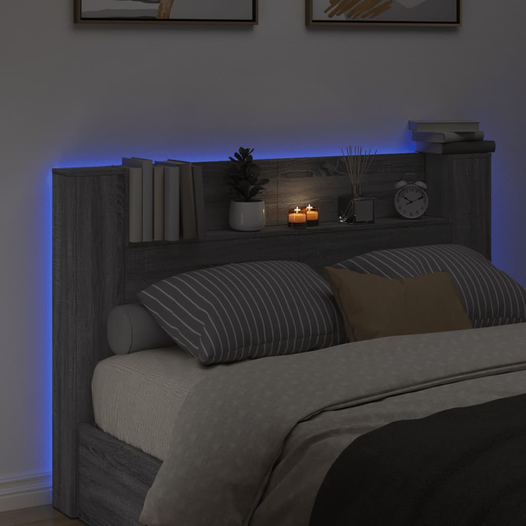 vidaXL szürke sonoma színű áthidalószekrény LED-ekkel 160x16,5x103,5cm