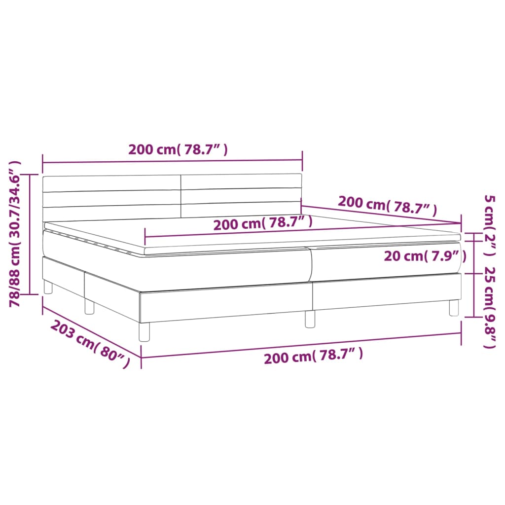 vidaXL fekete szövet rugós ágy matraccal 200 x 200 cm