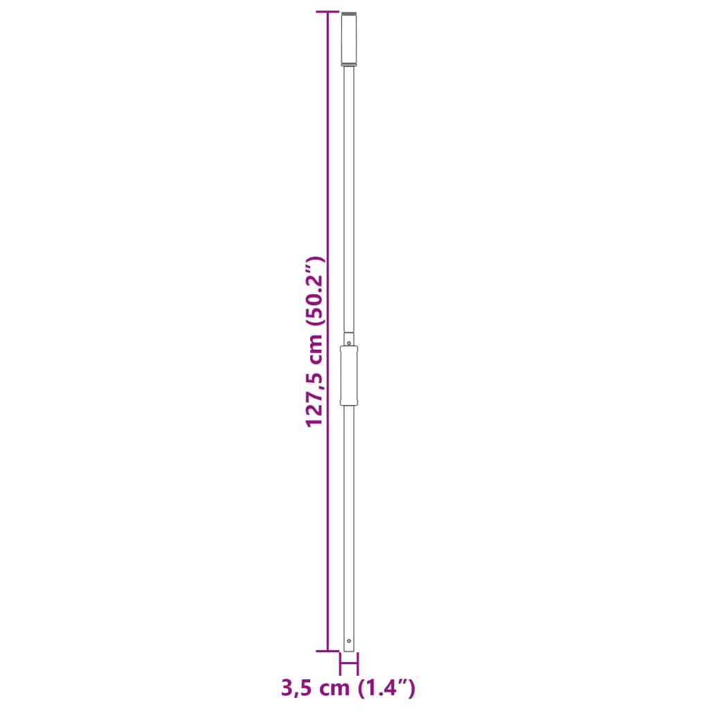 vidaXL fekete acél vasvillanyél Ø3,5 x 127,5 cm