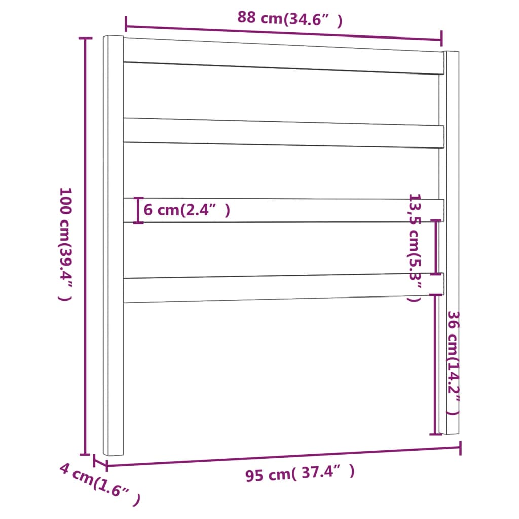 vidaXL mézbarna tömör fenyőfa ágyfejtámla 95 x 4 x 100 cm