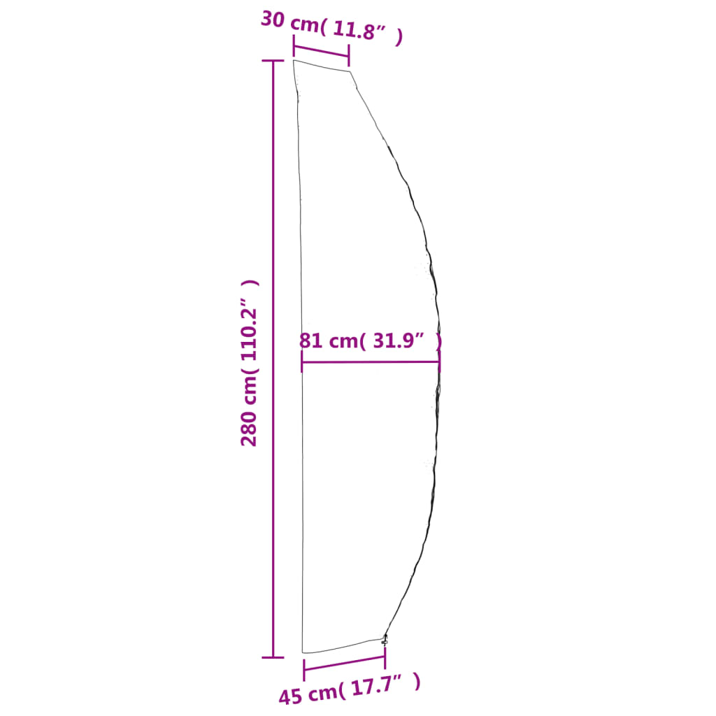 vidaXL fekete 420D oxford kerti napernyőhuzat 280x30/81/45 cm