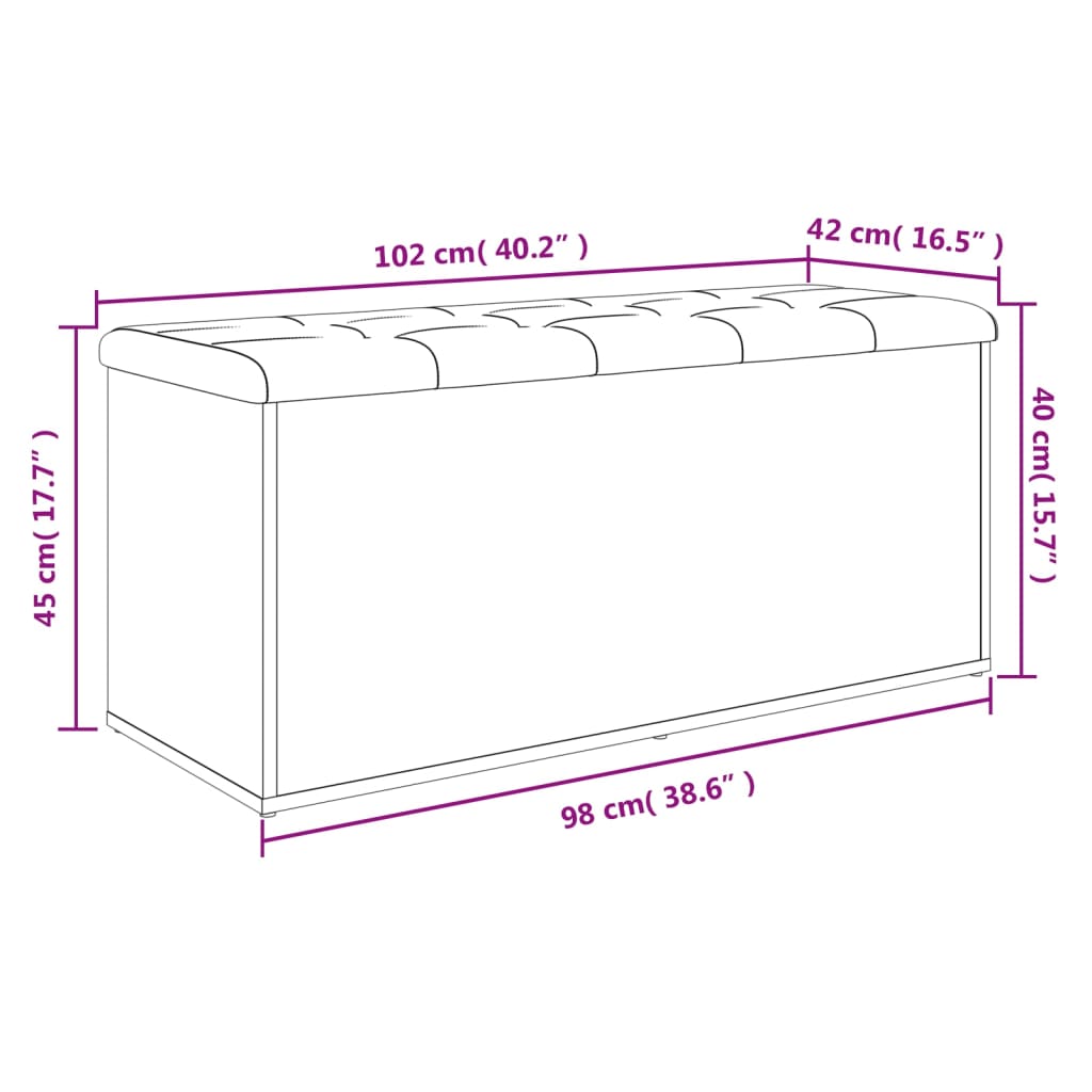 vidaXL barna tölgy színű szerelt fa tárolópad 102 x 42 x 45 cm