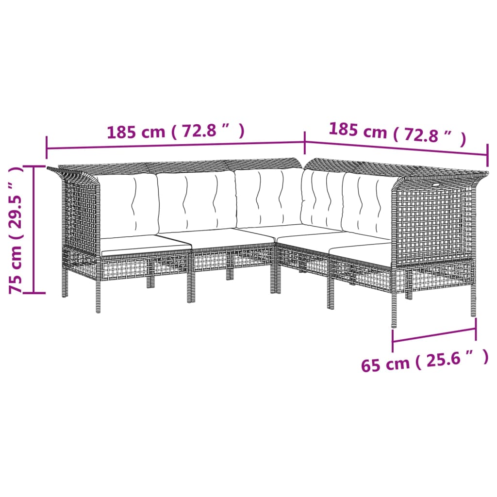 vidaXL 9 részes szürke polyrattan kerti ülőgarnitúra párnákkal