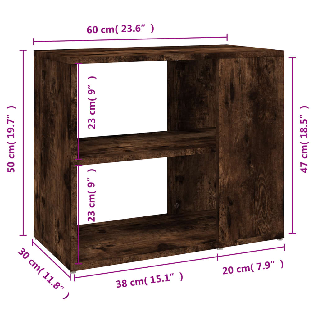 vidaXL füstös tölgy színű szerelt fa kisszekrény 60 x 30 x 50 cm