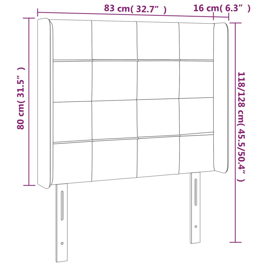 vidaXL fekete bársony LED-es fejtámla 83x16x118/128 cm