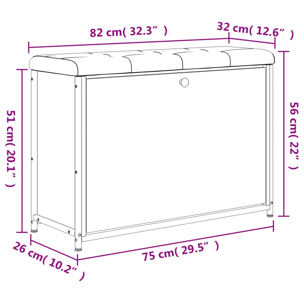 vidaXL barna tölgyszínű cipőpad lehajtható fiókkal 82x32x56 cm