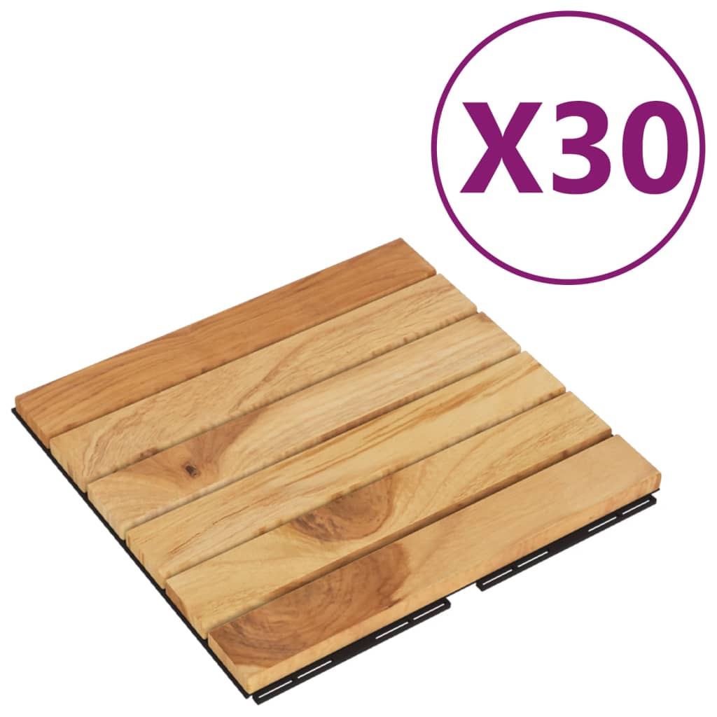 vidaXL 30 db tömör tíkfa függőleges mintás padlólap 30x30 cm