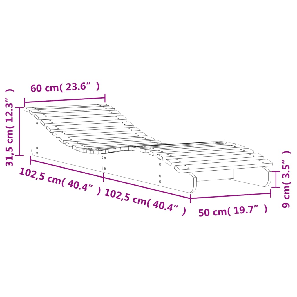 vidaXL 2 db tömör fenyőfa napozóágy 205 x 60 x 31,5 cm