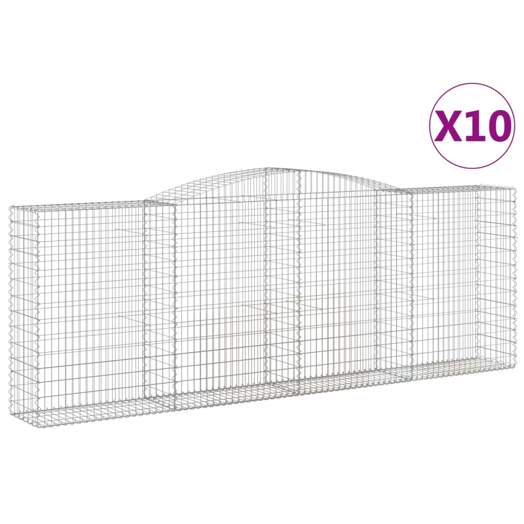 vidaXL 10 db íves horganyzott vas gabion kosár 400x50x140/160 cm