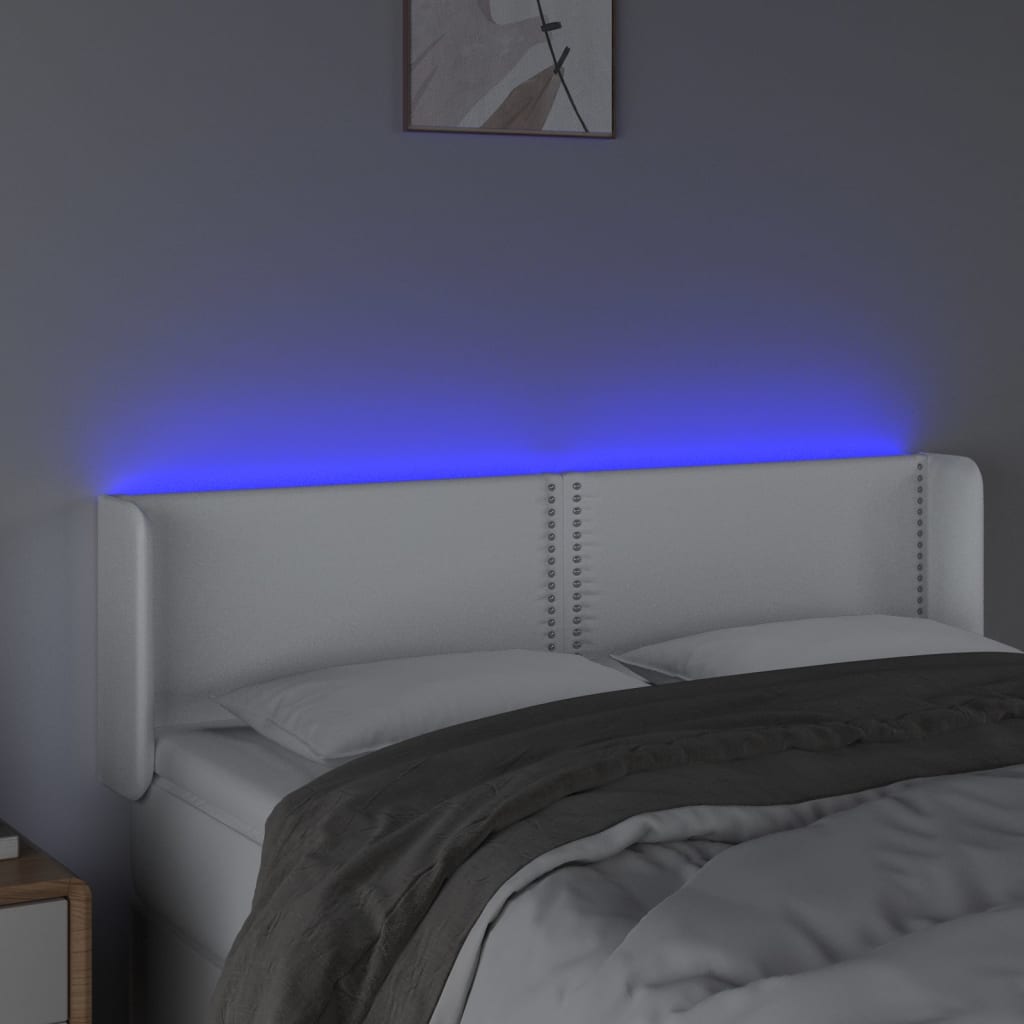 vidaXL fehér műbőr LED-es fejtámla 147x16x78/88 cm