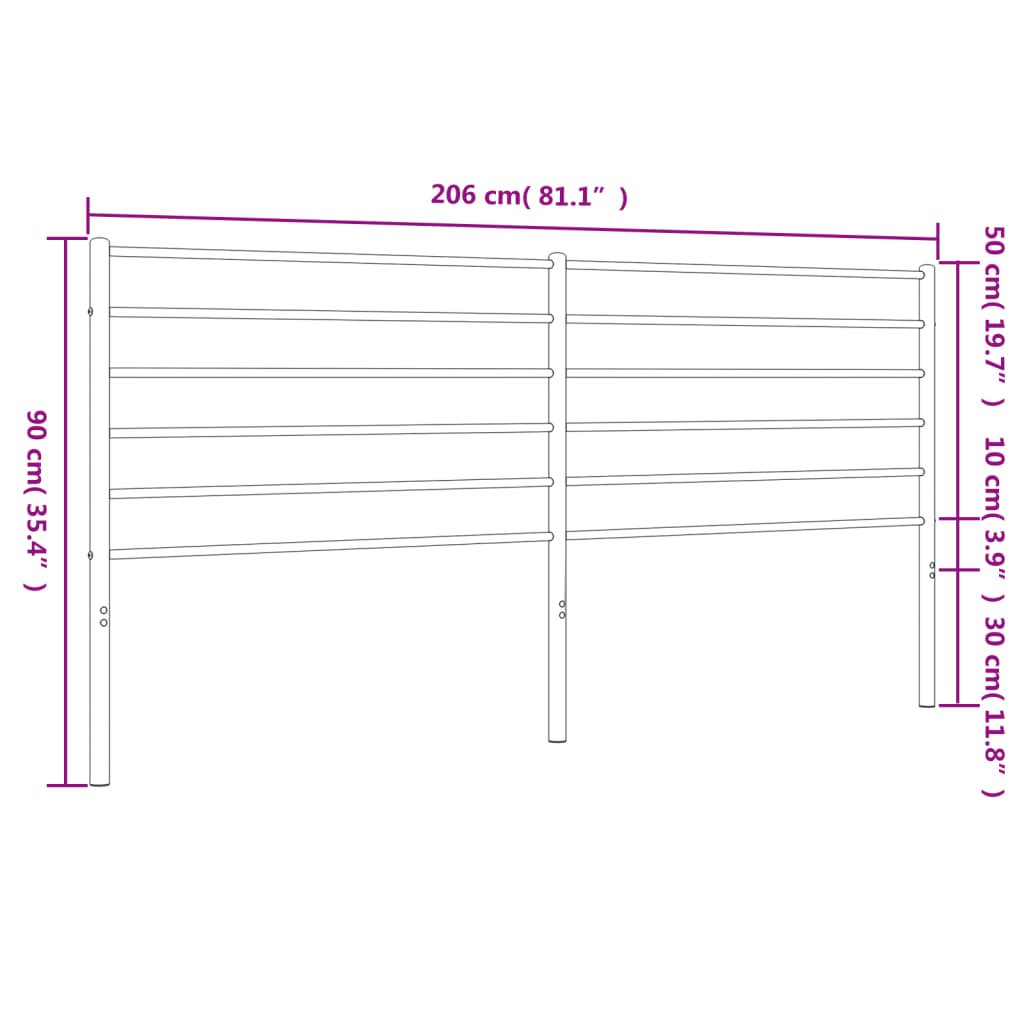 vidaXL fekete fém fejtámla 200 cm