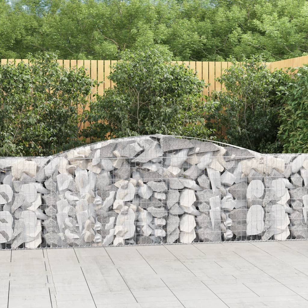 vidaXL 4 db íves horganyzott vas gabion kosár 400x30x100/120 cm