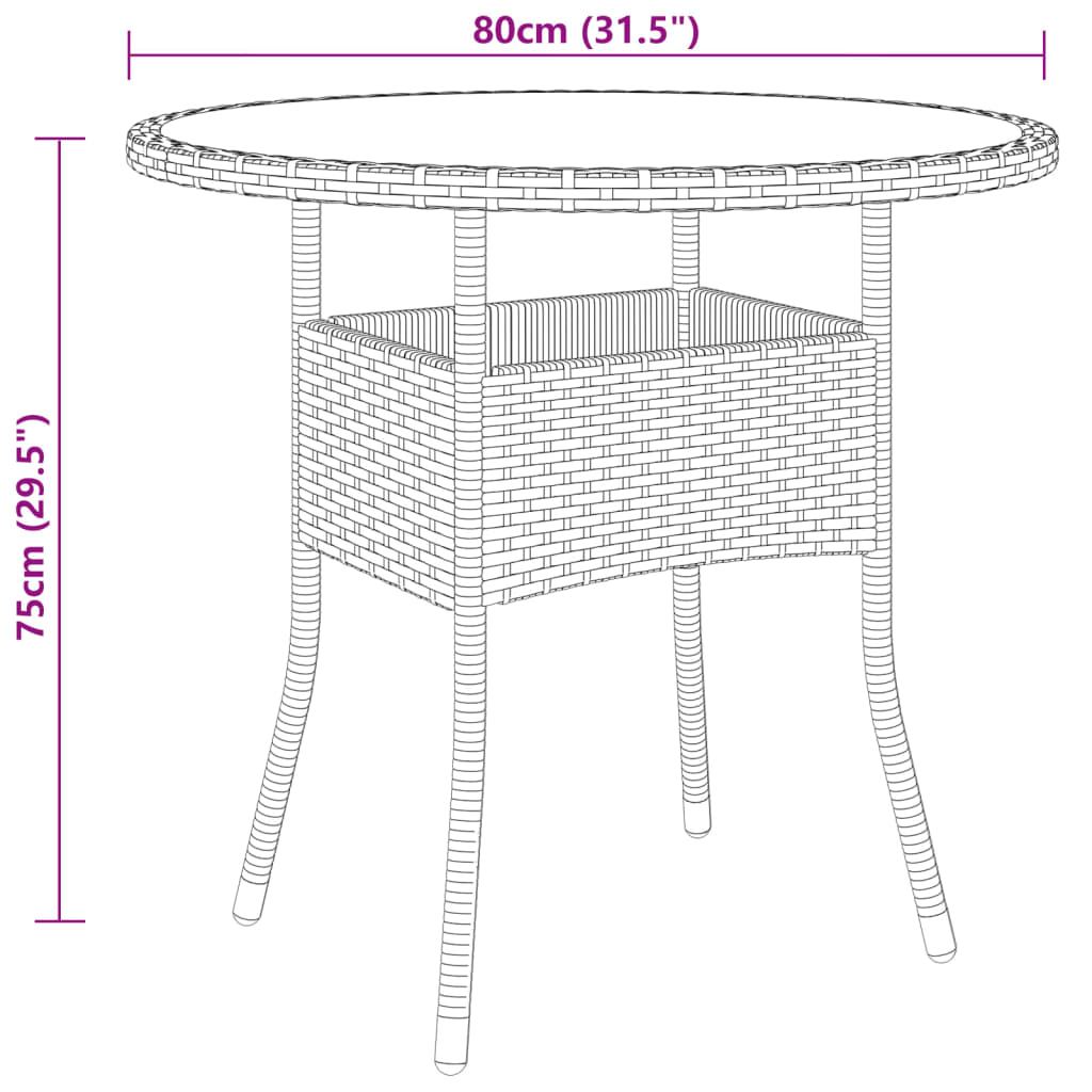 vidaXL 5 részes fekete polyrattan kerti étkezőgarnitúra