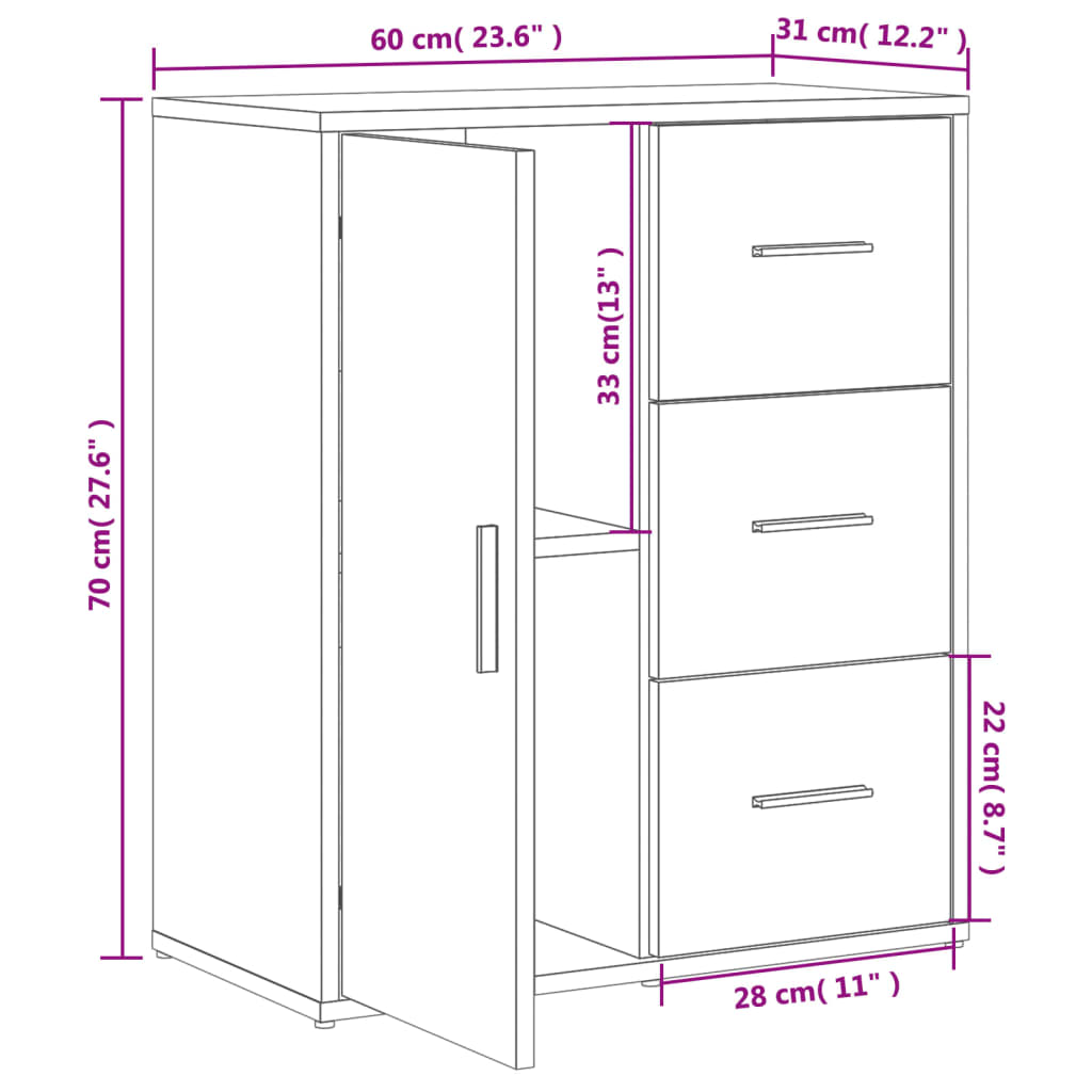 vidaXL 2 db szürke sonoma színű szerelt fa tálalószekrény 60x31x70 cm