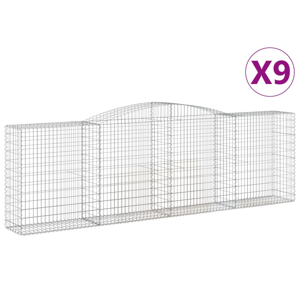 vidaXL 9 db íves horganyzott vas gabion kosár 400x50x120/140 cm