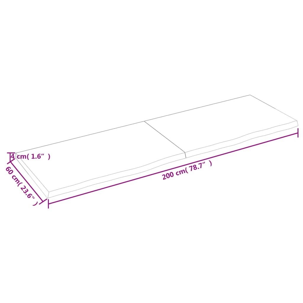 vidaXL sötétbarna kezelt tömör tölgyfa asztallap 200x60x(2-4) cm