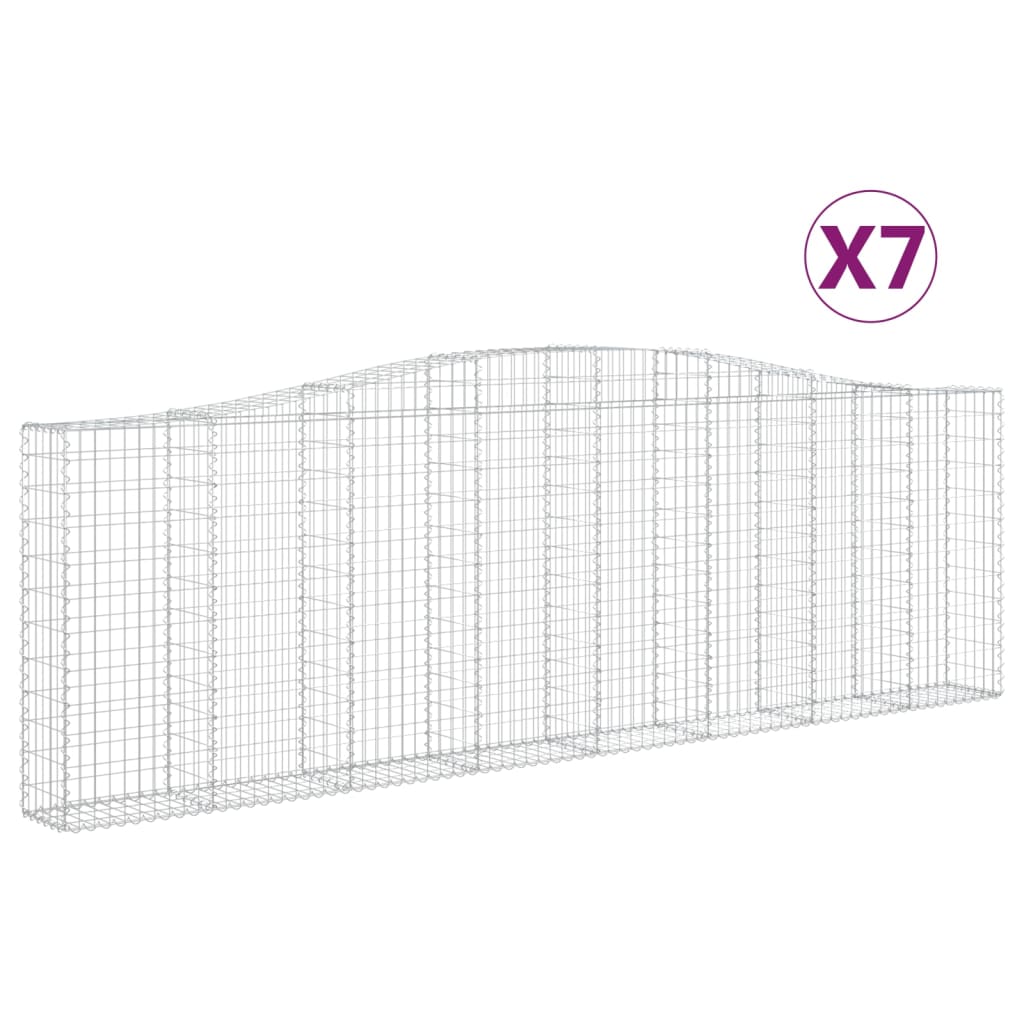 vidaXL 7 db íves horganyzott vas gabion kosár 400x30x120/140 cm