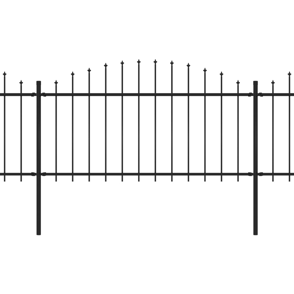 vidaXL fekete lándzsahegy tetejű acélkerítés (1,25-1,5) x 1,7 m