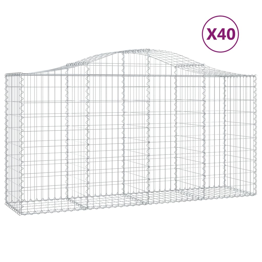 vidaXL 40 db íves horganyzott vas gabion kosár 200x50x100/120 cm