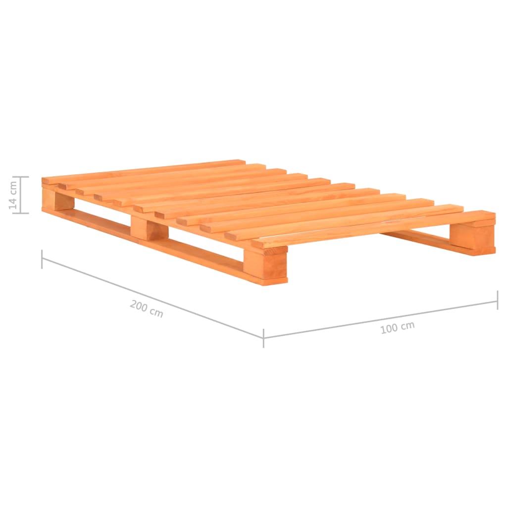 vidaXL barna tömör fenyőfa raklap ágykeret 100 x 200 cm