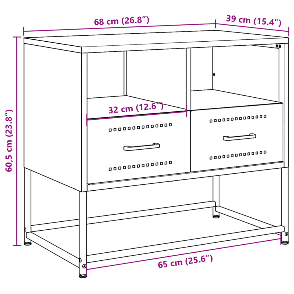 vidaXL mustársárga acél TV-szekrény 68 x 39 x 60,5 cm