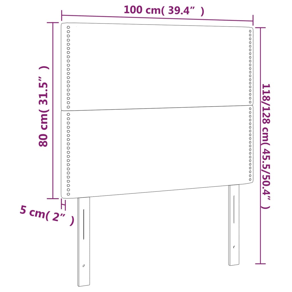 vidaXL 2 db krémszínű műbőr fejtámla 100x5x78/88 cm