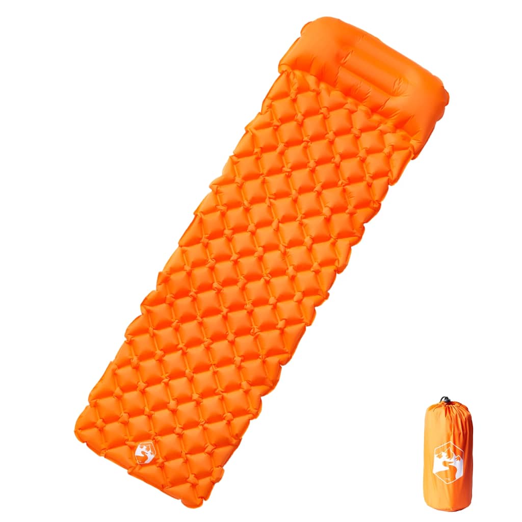 vidaXL 1 személyes narancssárga felfújható kempingmatrac párnával