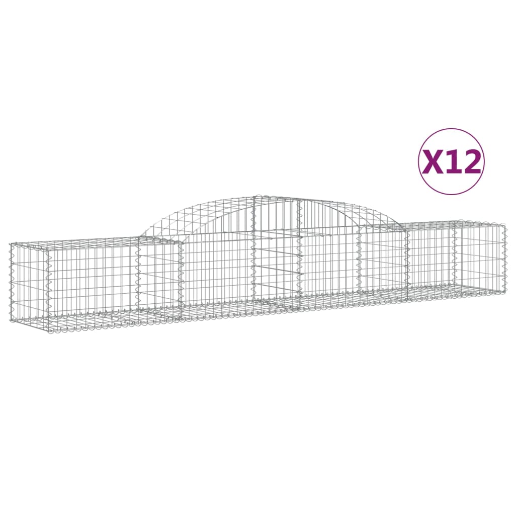 vidaXL 12 db íves horganyzott vas gabion kosár 300x50x40/60 cm