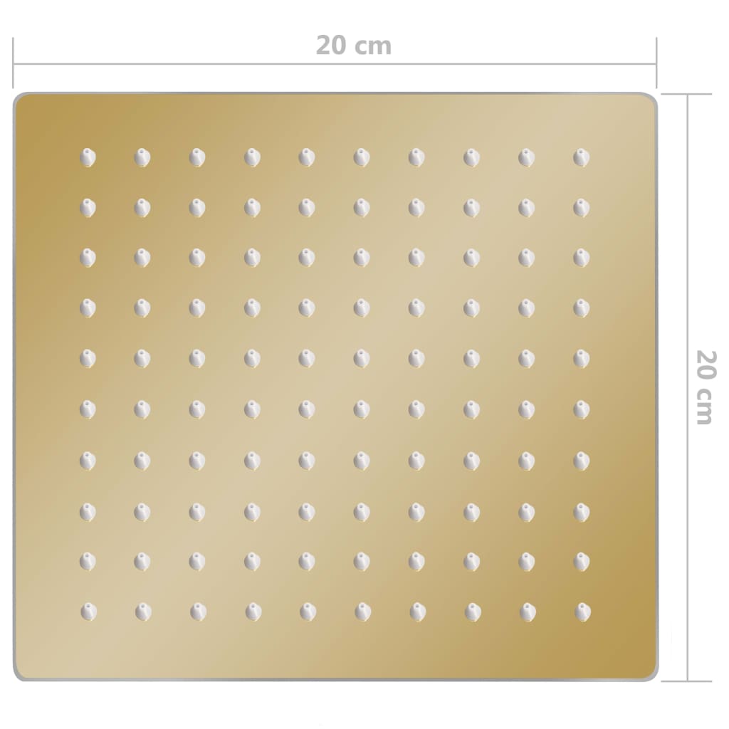 vidaXL aranyszínű négyszögletes rozsdamentes acél esőztető zuhanyfej 20x20 cm