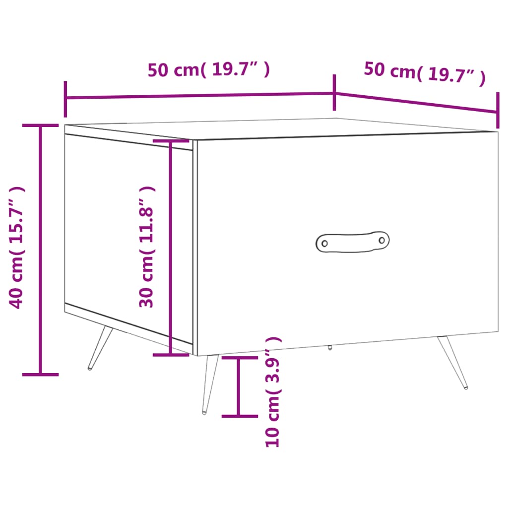 vidaXL 2 db magasfényű fehér szerelt fa dohányzóasztal 50 x 50 x 40 cm