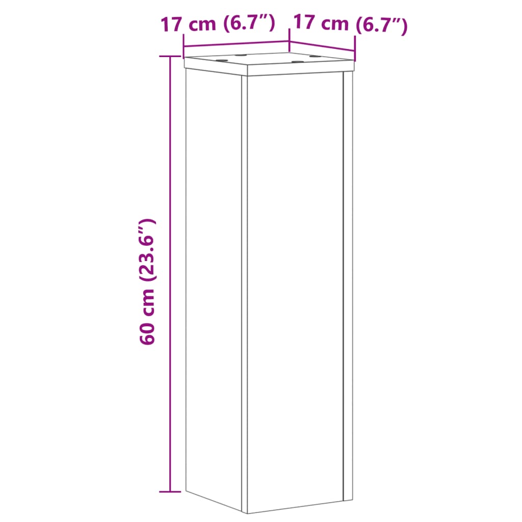 vidaXL 2 db fekete szerelt fa növénytartó állvány 17 x 17 x 60 cm