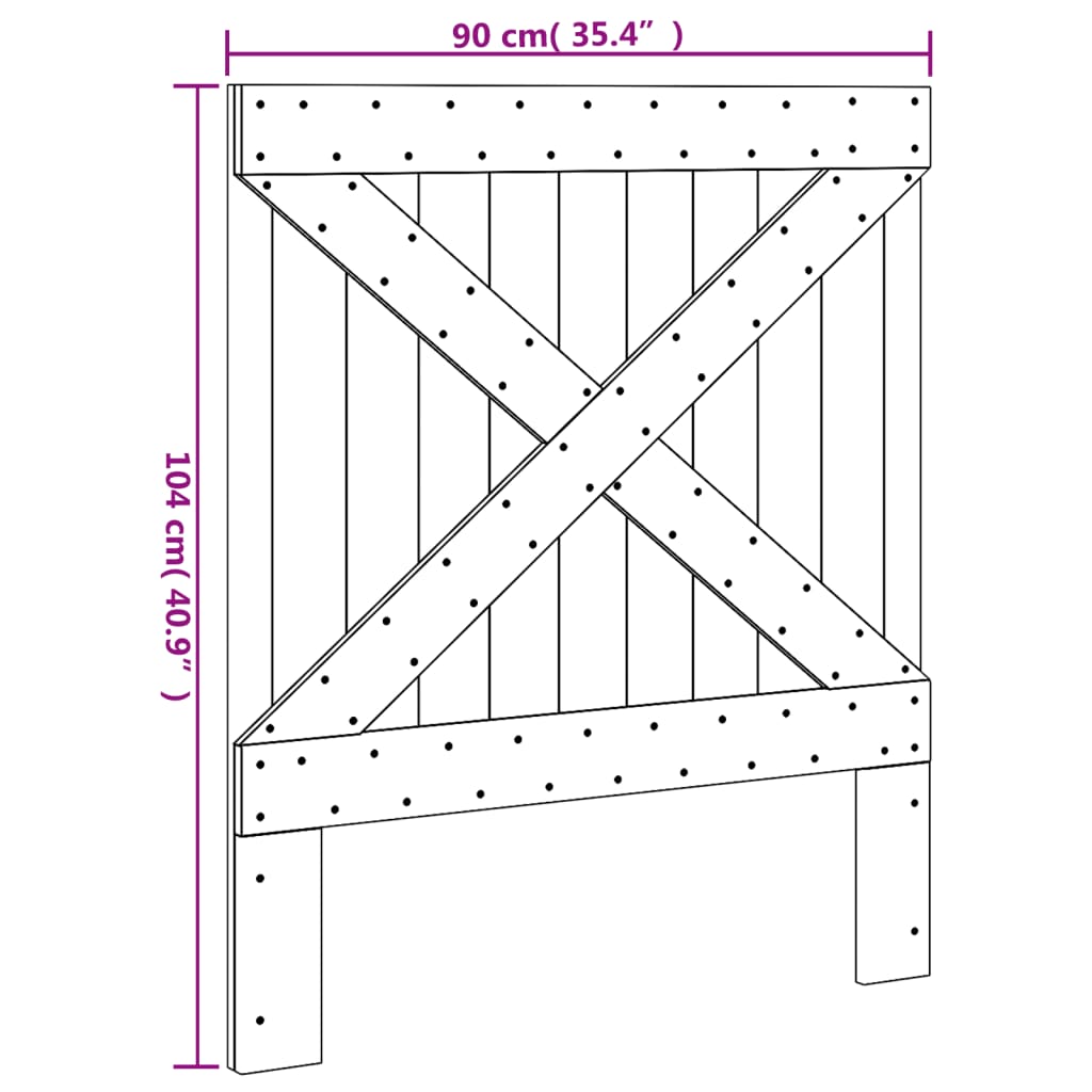 vidaXL tömör fenyőfa fejtámla 90 x 104 cm