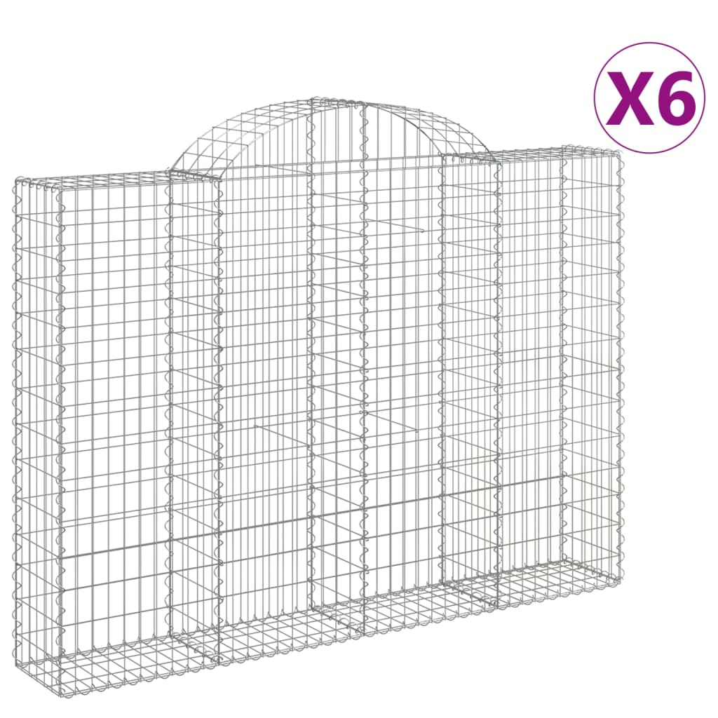 vidaXL 6 db íves horganyzott vas gabion kosár 200x30x140/160 cm